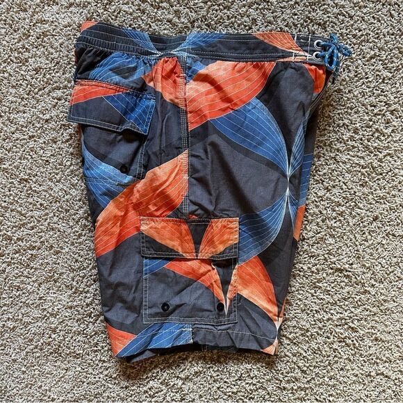 Tommy Bahama Relax Mens MEDIUM GREY ORANGE BLUE Board shorts Swim Trunks - Picture 4 of 9